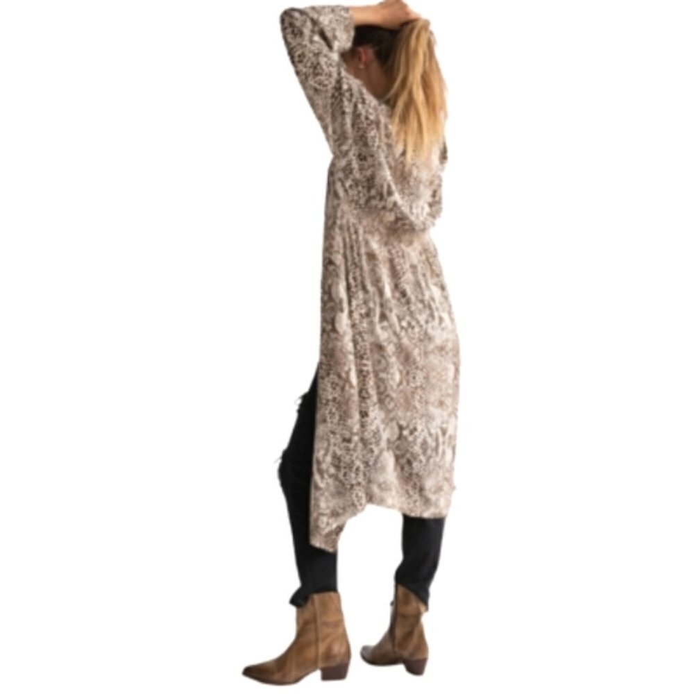 Free People Wild Nights Snake Print Duster Womens Full Length Kimono Jacket Sz M - Picture 16 of 16